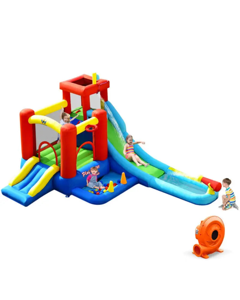9-in-1 Inflatable Kids Water Slide Bounce House with 860W Blower - Inflatable Water Slides