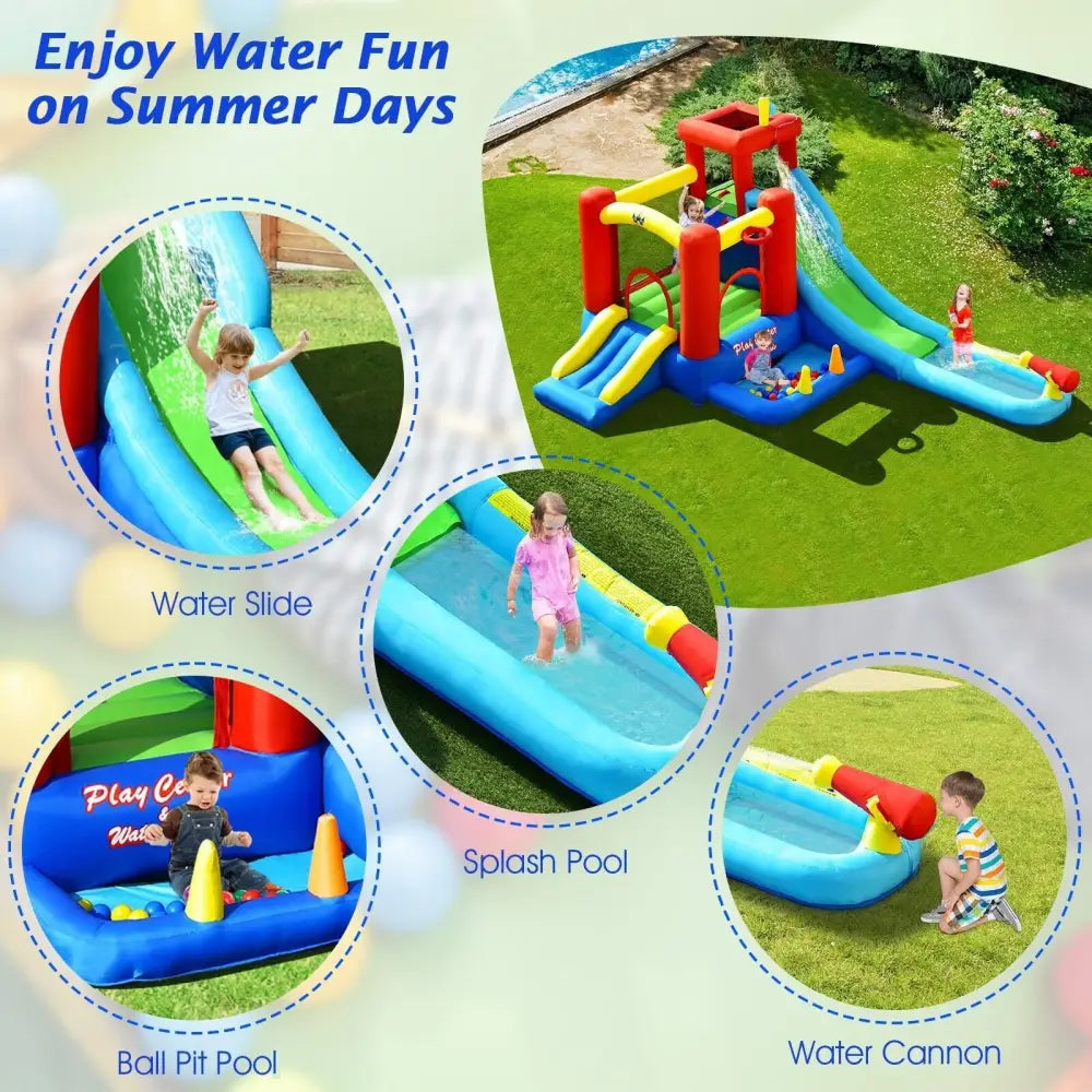 9-in-1 Inflatable Kids Water Slide Bounce House with 860W Blower - Inflatable Water Slides