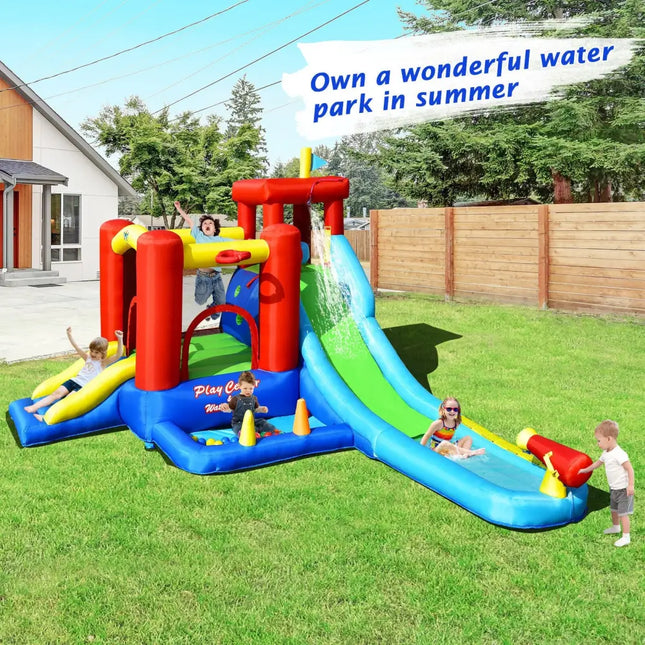 9-in-1 Inflatable Kids Water Slide Bounce House with 860W Blower - Inflatable Water Slides