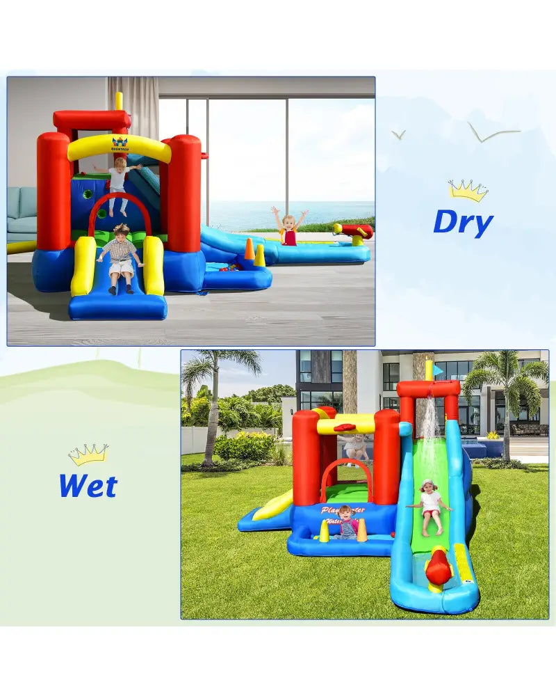 9-in-1 Inflatable Kids Water Slide Bounce House with 860W Blower - Inflatable Water Slides