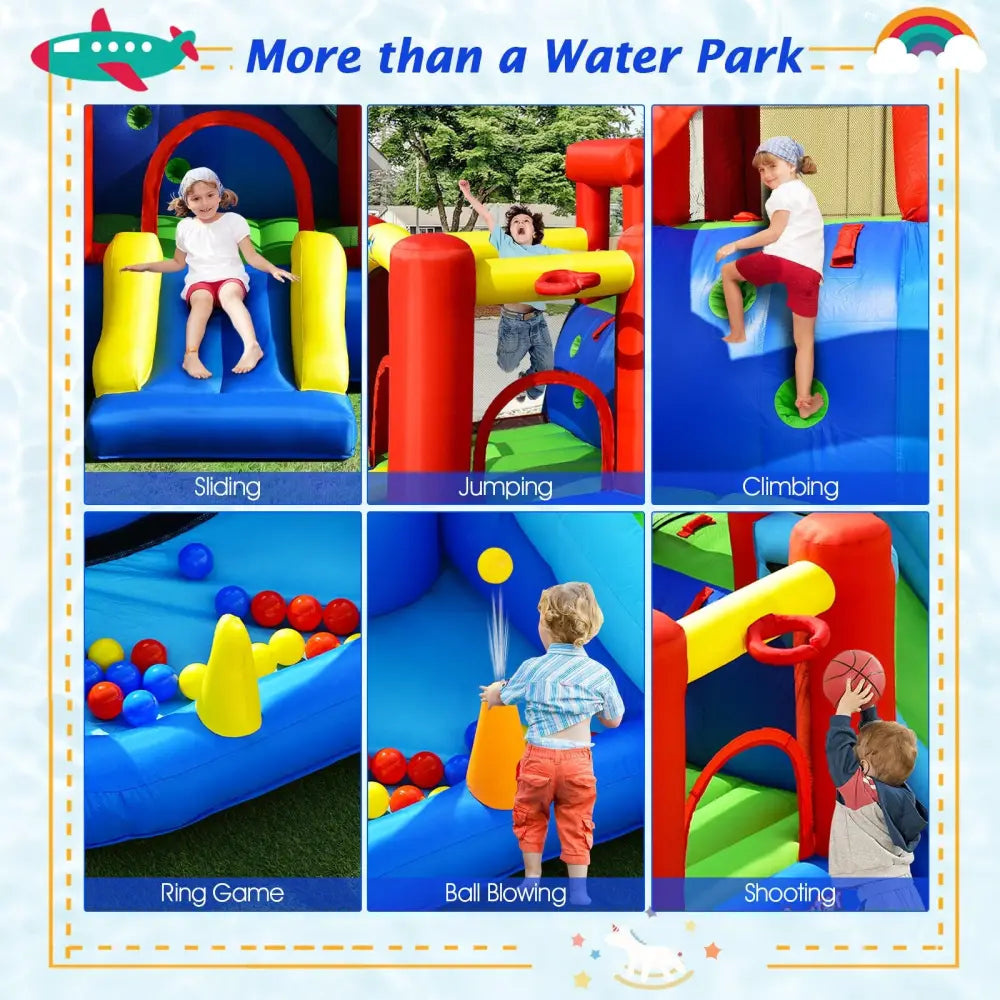 9-in-1 Inflatable Kids Water Slide Bounce House with 860W Blower - Inflatable Water Slides