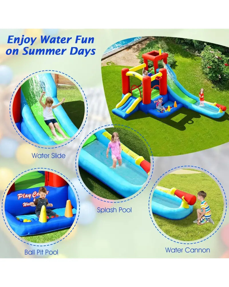 9-in-1 Inflatable Kids Water Slide Bounce House with 860W Blower - Inflatable Water Slides