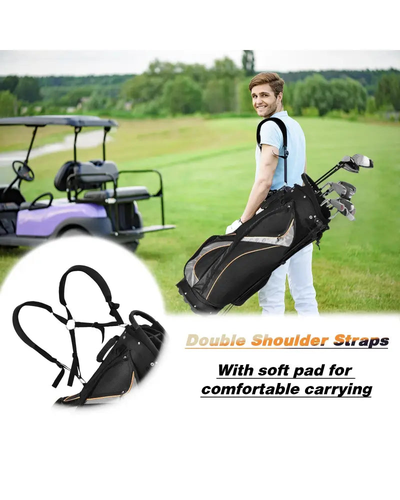 9 Inch Golf Stand Bag Divider Carry Pockets Storage - Black - Golf