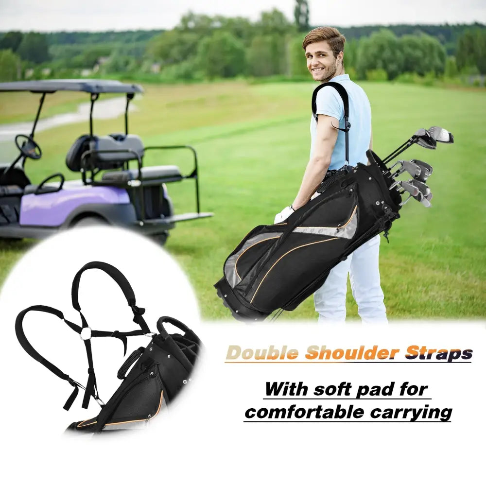 9 Inch Golf Stand Bag Divider Carry Pockets Storage - Black - Golf