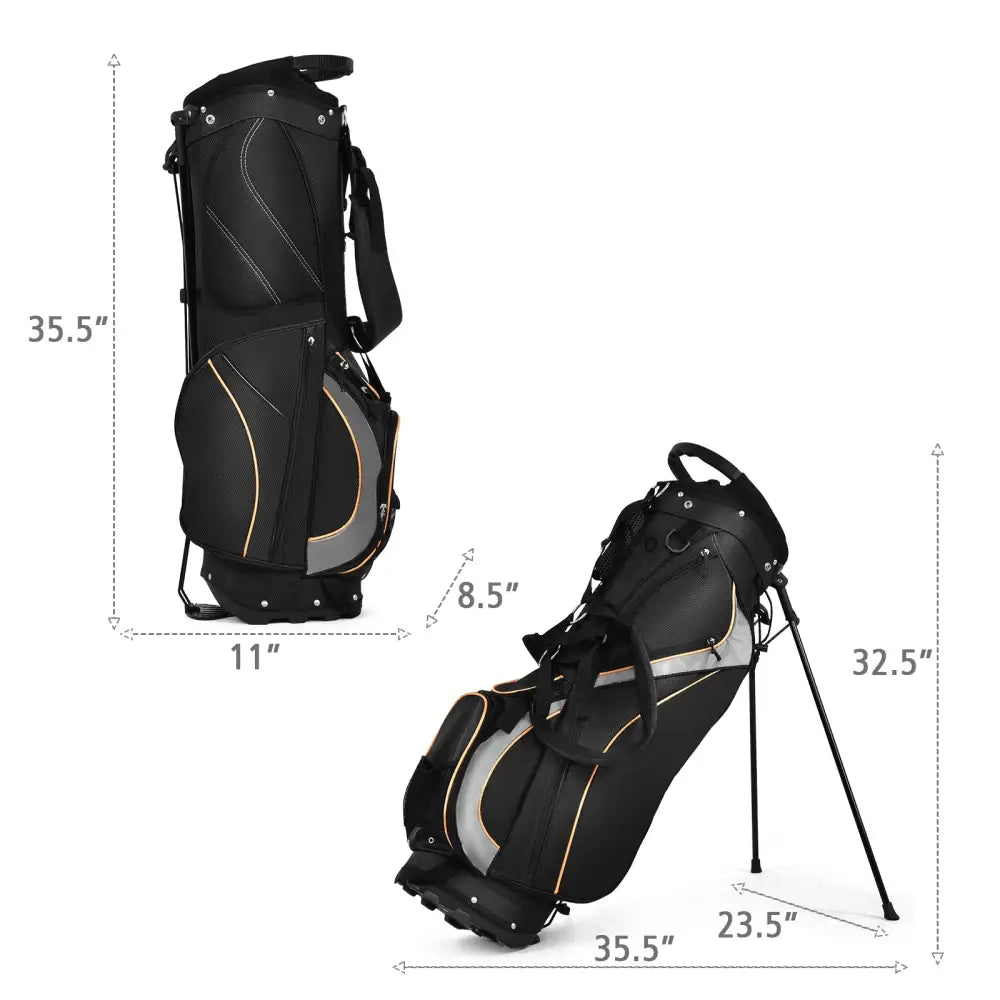 9 Inch Golf Stand Bag Divider Carry Pockets Storage - Black - Golf