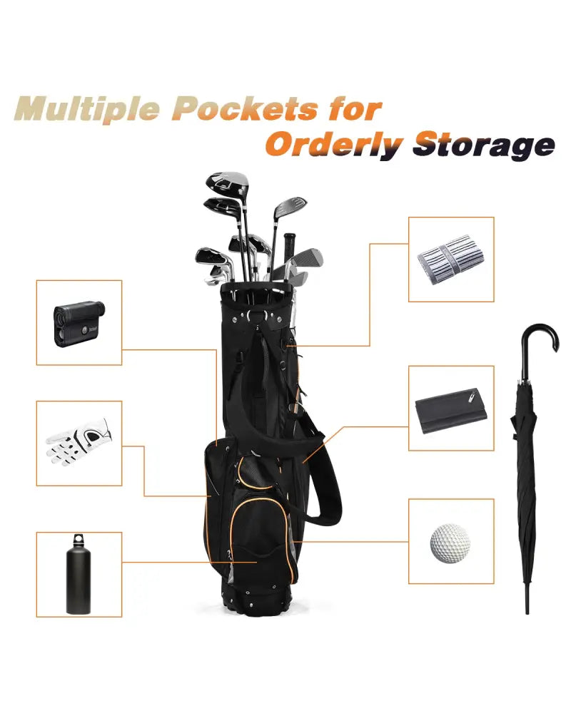 9 Inch Golf Stand Bag Divider Carry Pockets Storage - Black - Golf