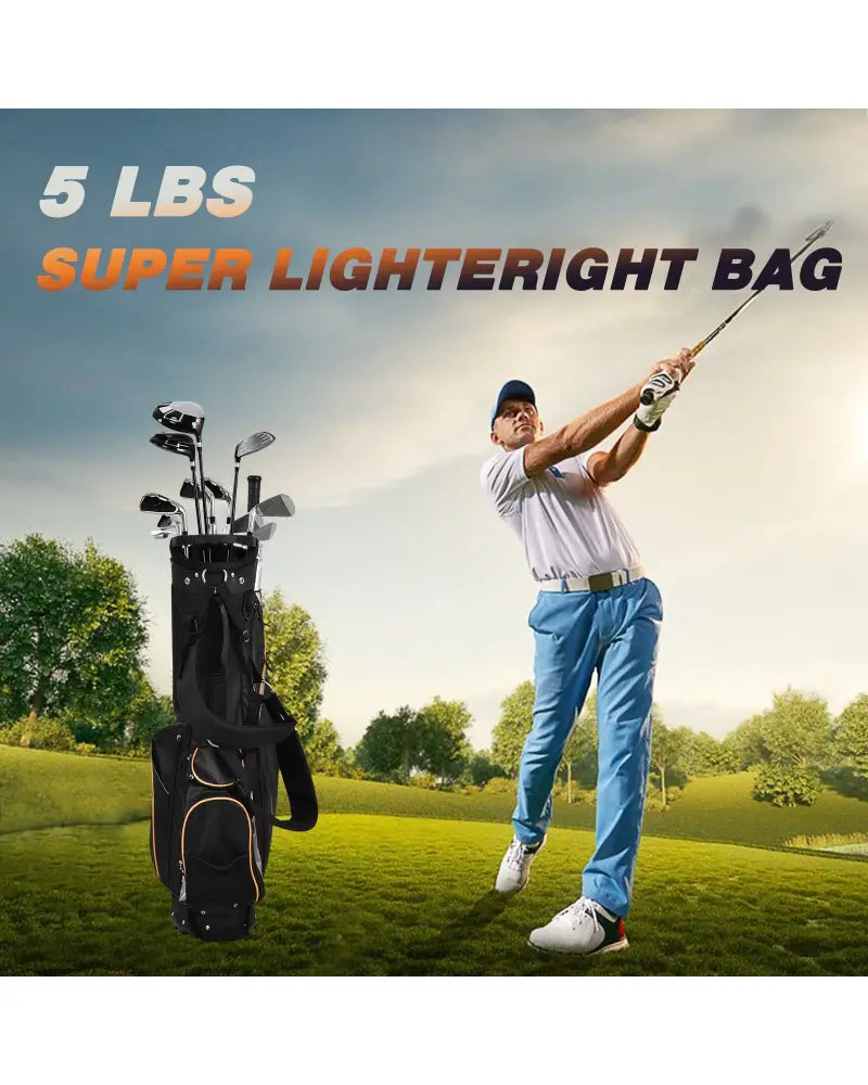 9 Inch Golf Stand Bag Divider Carry Pockets Storage - Black - Golf