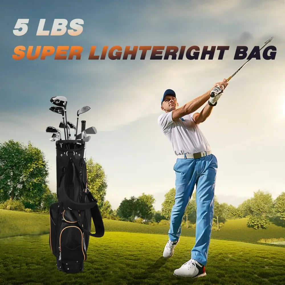 9 Inch Golf Stand Bag Divider Carry Pockets Storage - Black - Golf