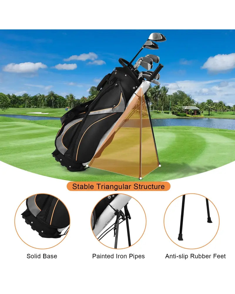 9 Inch Golf Stand Bag Divider Carry Pockets Storage - Black - Golf