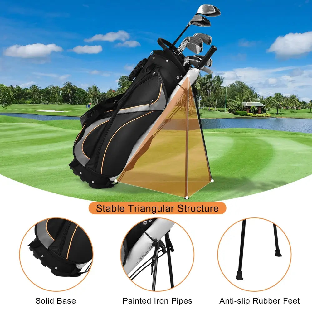 9 Inch Golf Stand Bag Divider Carry Pockets Storage - Black - Golf