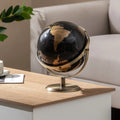 9-Inch Metallic Black World Globe with Metal Stand-Golden - Golden - Learning Toys