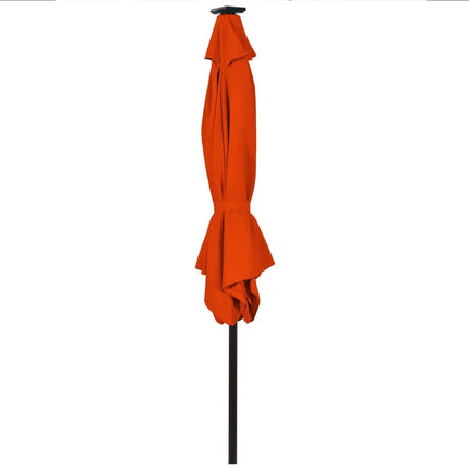 9 Inch Solar LED Lighted Patio Market Umbrella Tilt Adjustment Crank Lift-Orange - Orange - Outdoor Umbrellas