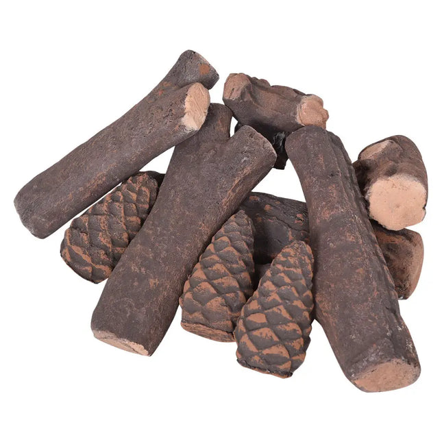 9 PCS Ceramic Fireplace Logs Set Realistic Artificial Gas Fireplace Logs - Fireplace Tools