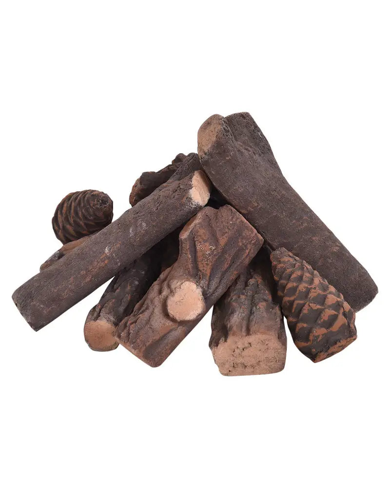 9 PCS Ceramic Fireplace Logs Set Realistic Artificial Gas Fireplace Logs - Fireplace Tools