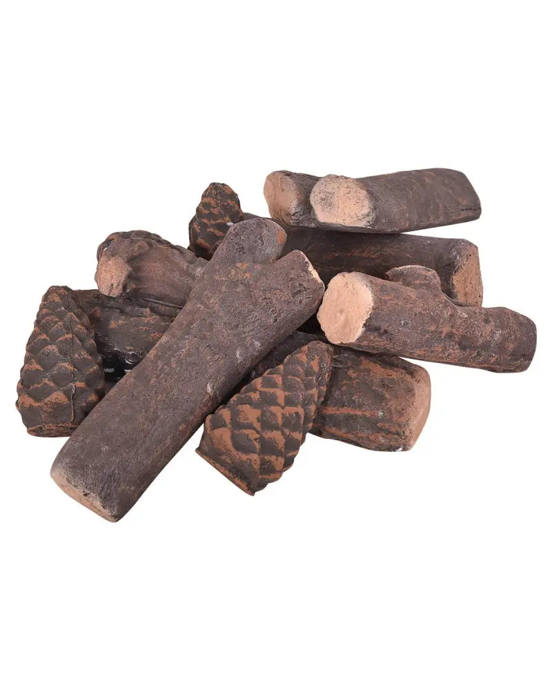 9 PCS Ceramic Fireplace Logs Set Realistic Artificial Gas Fireplace Logs - Fireplace Tools