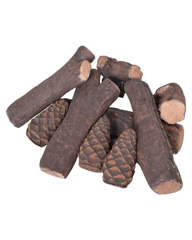 9 PCS Ceramic Fireplace Logs Set Realistic Artificial Gas Fireplace Logs - Fireplace Tools