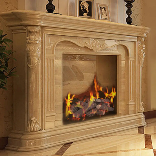 9 PCS Ceramic Fireplace Logs Set Realistic Artificial Gas Fireplace Logs - Fireplace Tools