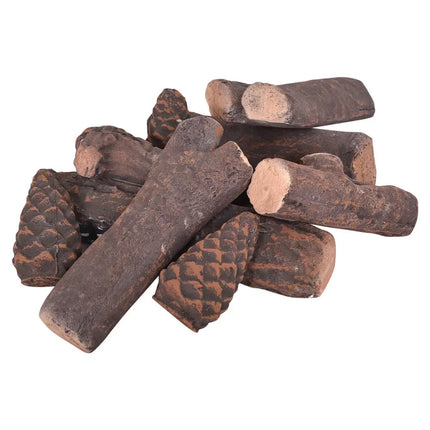 9 PCS Ceramic Fireplace Logs Set Realistic Artificial Gas Fireplace Logs - Fireplace Tools