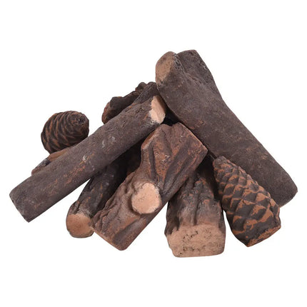 9 PCS Ceramic Fireplace Logs Set Realistic Artificial Gas Fireplace Logs - Fireplace Tools