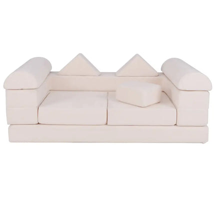 9 - Piece Climb and Crawl Foam and Floor Playset with Breathable Suede Fabric - Beige - Oasis Home Essentials