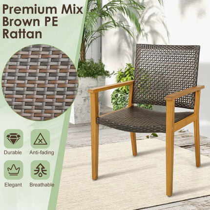 9-Piece Expandable Patio Dining Set for Deck and Garden - Natural - Patio Dining Sets