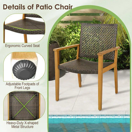 9-Piece Expandable Patio Dining Set for Deck and Garden - Natural - Patio Dining Sets