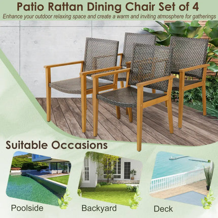 9-Piece Expandable Patio Dining Set for Deck and Garden - Natural - Patio Dining Sets