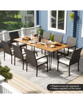 9 Pieces Outdoor Patio Dining Set with Soft Cushions and Acacia Wood Square Table - Patio Dining Sets