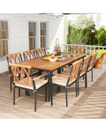 9 Pieces Patio Dining Set with 1.9 Inch Umbrella Hole and Seat Cushions - Patio Dining Sets