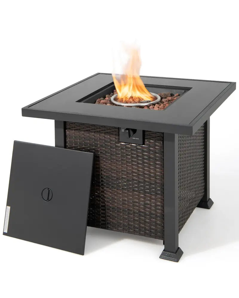 9 Pieces Patio Furniture Set with 32€ Fire Pit Table and 50000 BTU Square Propane Fire Pit-Gray - Gray - Patio