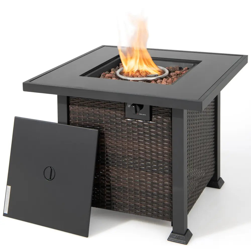 9 Pieces Patio Furniture Set with 32€ Fire Pit Table and 50000 BTU Square Propane Fire Pit-Gray - Gray - Patio