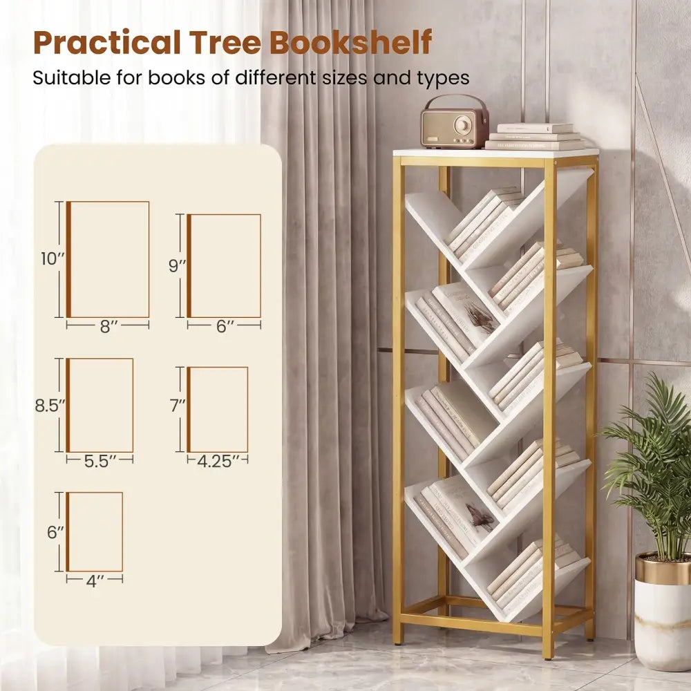 9 - Tier Freestanding Bookcase for Hardcover Books - White - Oasis Home Essentials