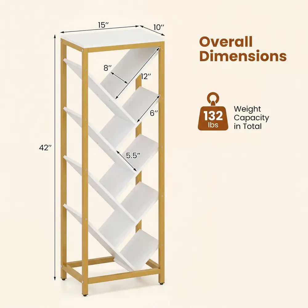 9 - Tier Freestanding Bookcase for Hardcover Books - White - Oasis Home Essentials