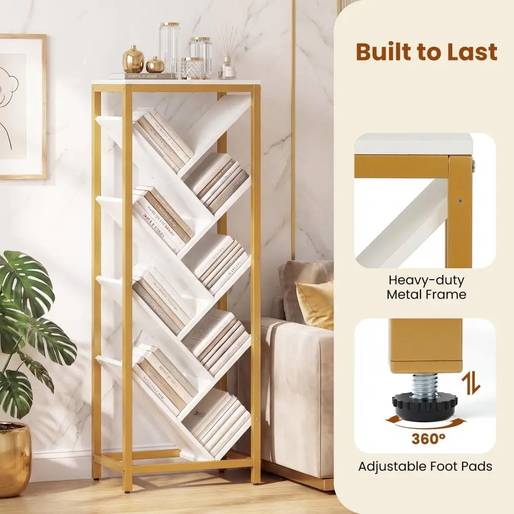 9 - Tier Freestanding Bookcase for Hardcover Books - White - Oasis Home Essentials