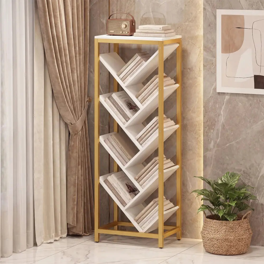 9 - Tier Freestanding Bookcase for Hardcover Books - White - Oasis Home Essentials