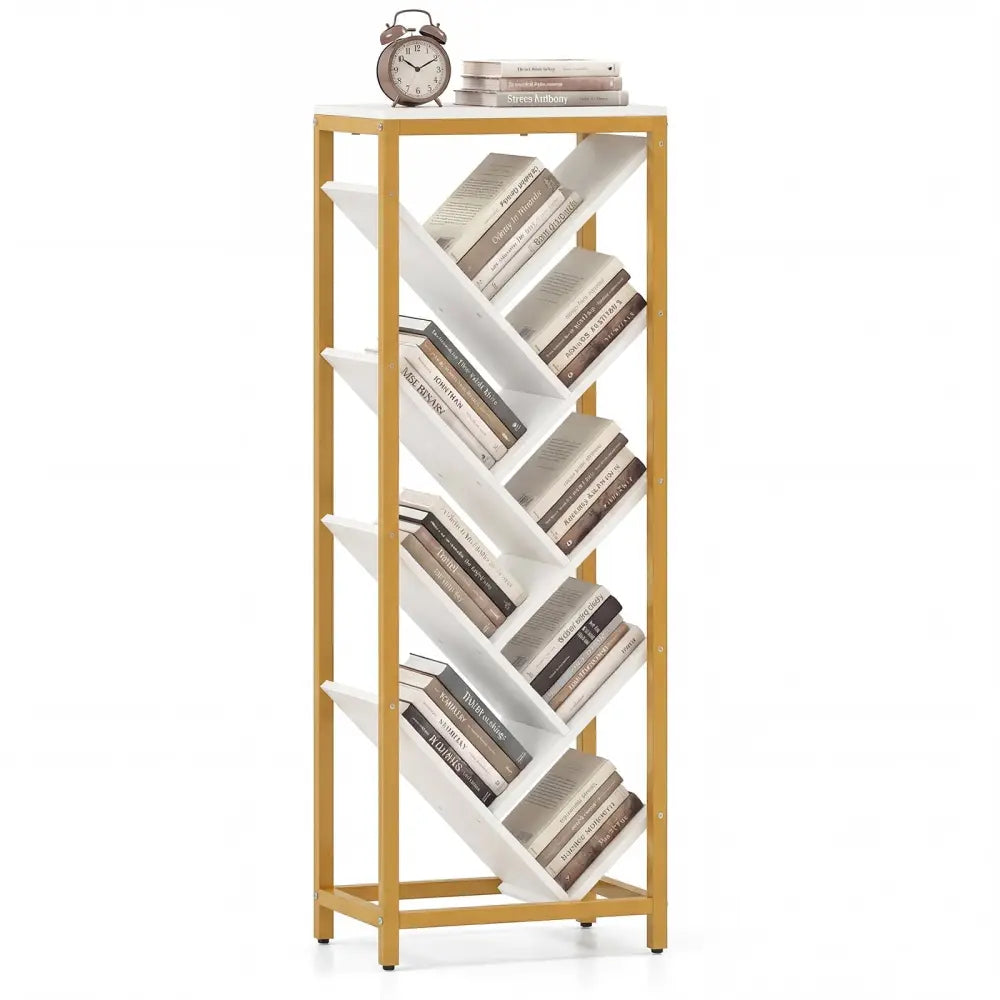 9 - Tier Freestanding Bookcase for Hardcover Books - White - Oasis Home Essentials