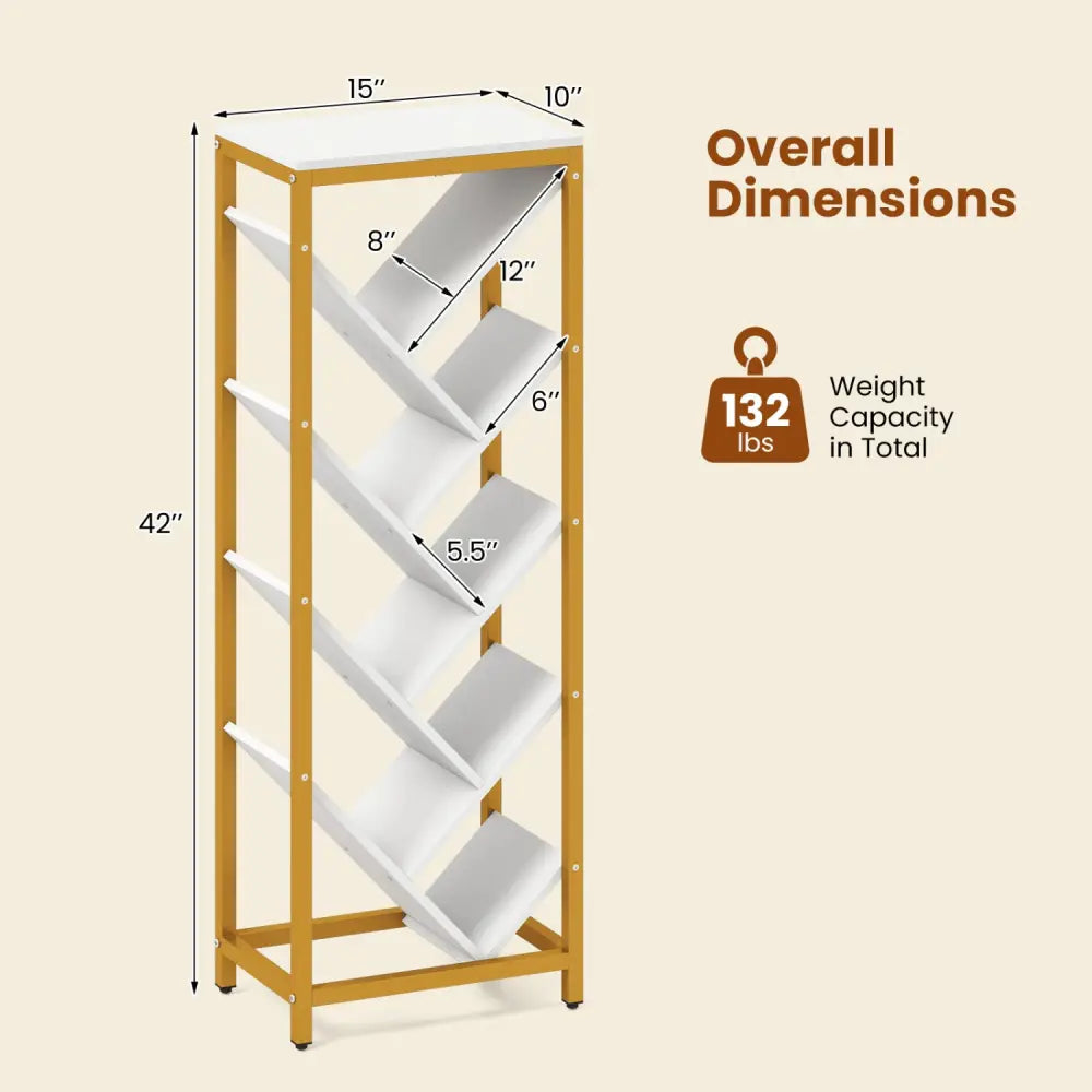 9-Tier Freestanding Bookcase for Hardcover Books-White - White - Bookcases