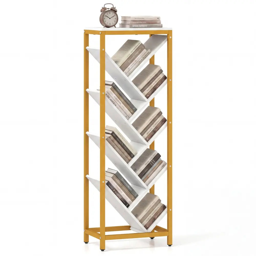 9-Tier Freestanding Bookcase for Hardcover Books-White - White - Bookcases
