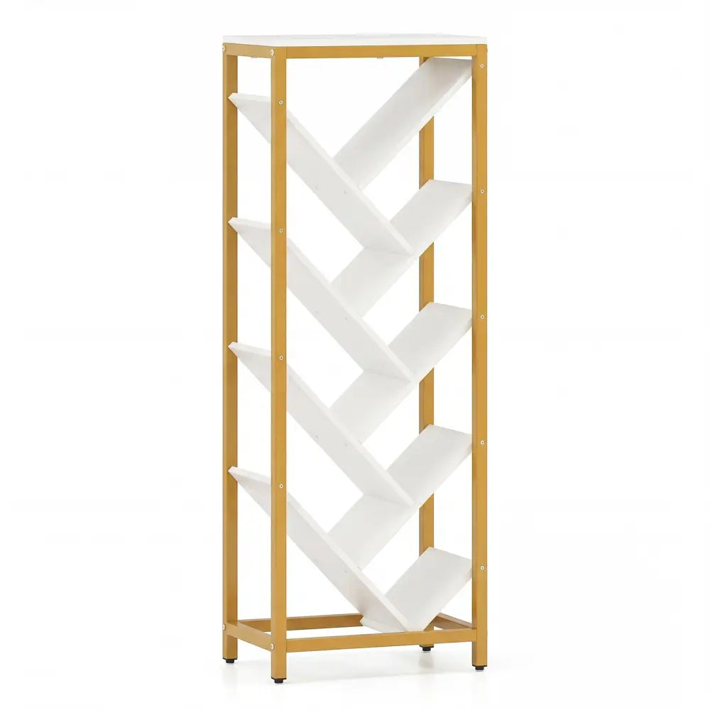 9 - Tier Freestanding Bookcase for Hardcover Books - White - Oasis Home Essentials