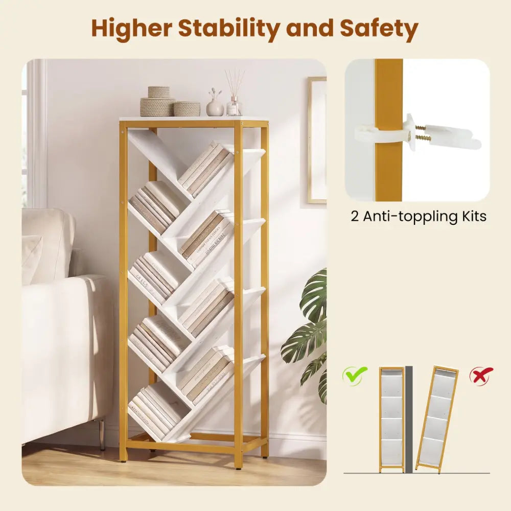 9-Tier Freestanding Bookcase for Hardcover Books-White - White - Bookcases
