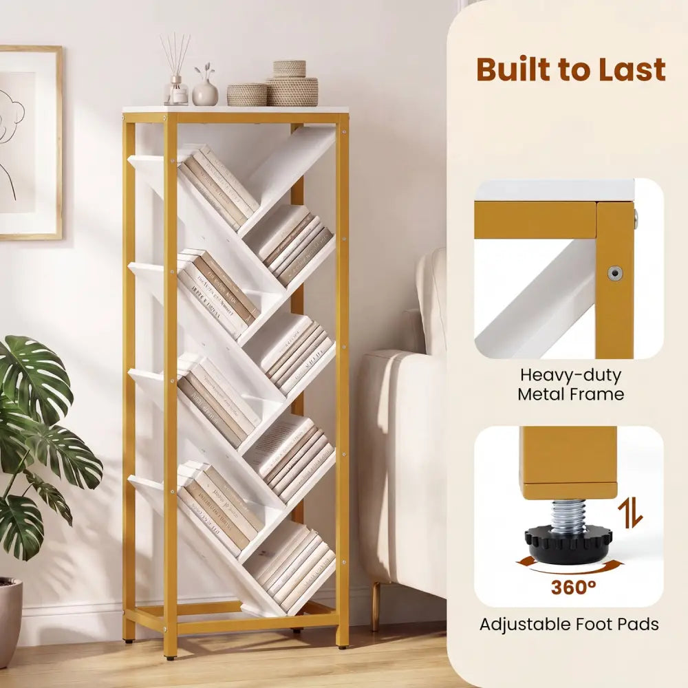 9-Tier Freestanding Bookcase for Hardcover Books-White - White - Bookcases