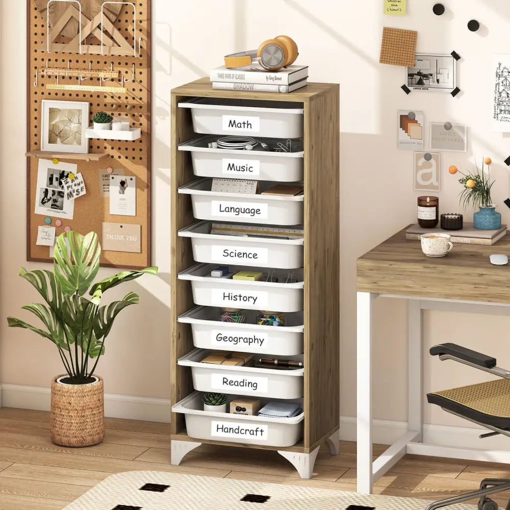 9-Tier Fruit and Vegetable Storage Rack Freestanding Wooden Pantry Organizer Cabinet - Sideboards Cabinets & Buffets