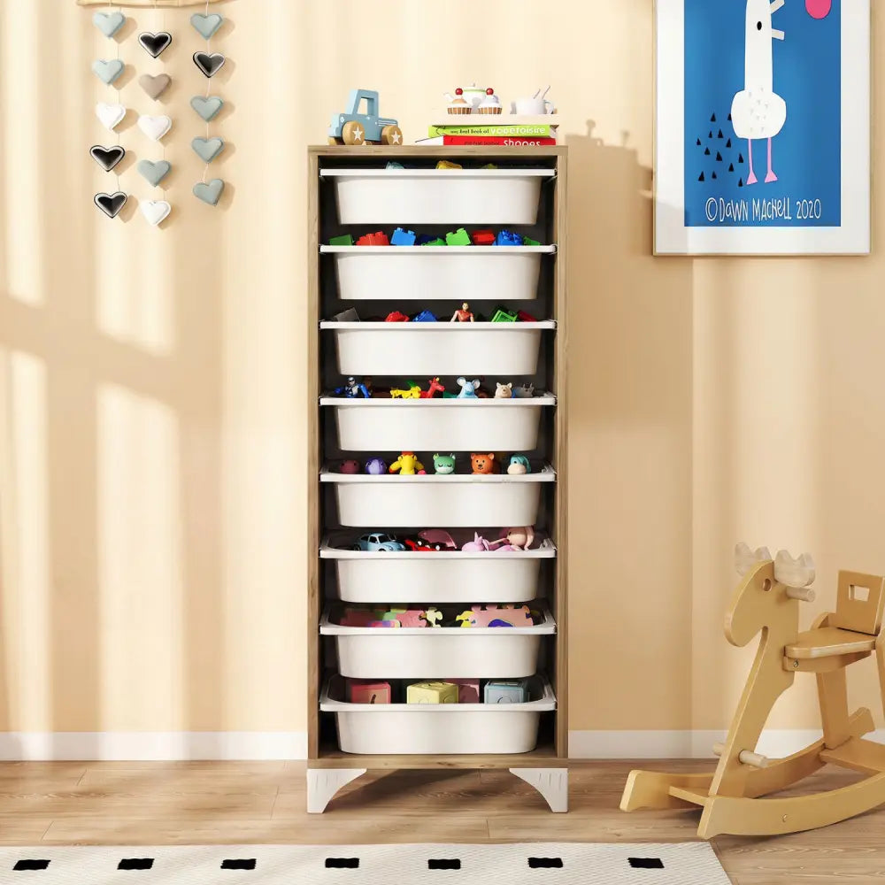 9-Tier Fruit and Vegetable Storage Rack Freestanding Wooden Pantry Organizer Cabinet - Sideboards Cabinets & Buffets