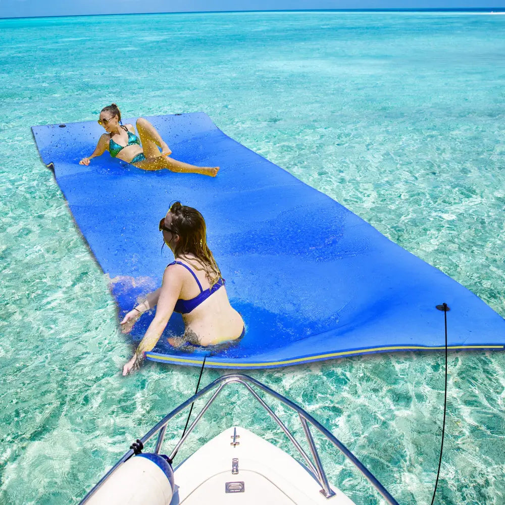 9’ x 6’ 3 Layer Floating Water Pad Foam Mat -Blue - Blue - Swimming