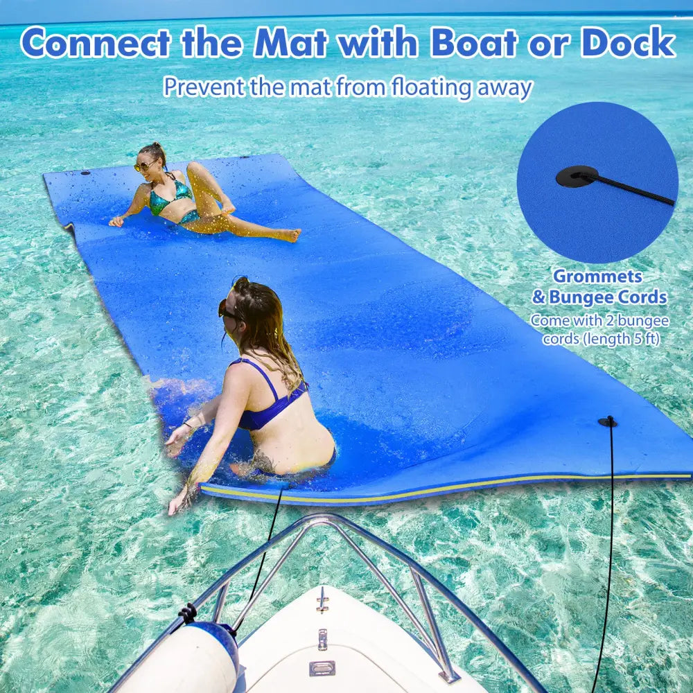9’ x 6’ 3 Layer Floating Water Pad Foam Mat -Blue - Blue - Swimming