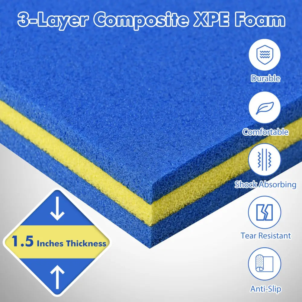9’ x 6’ 3 Layer Floating Water Pad Foam Mat -Blue - Blue - Swimming
