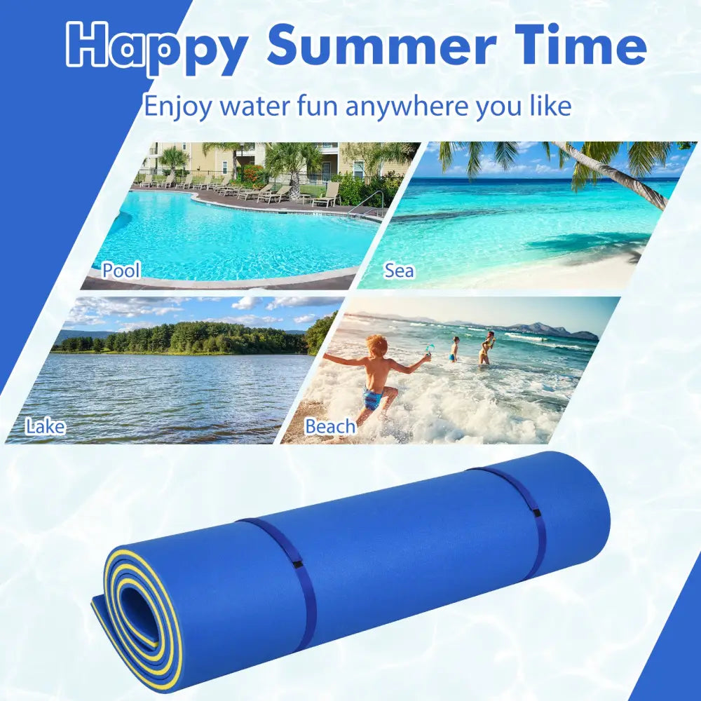 9’ x 6’ 3 Layer Floating Water Pad Foam Mat -Blue - Blue - Swimming