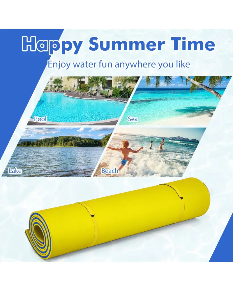 9’ x 6’ 3 Layer Floating Water Pad Foam Mat -Yellow - Yellow - Swimming