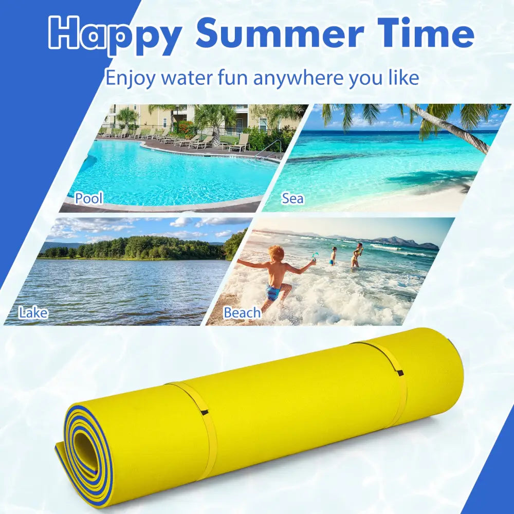 9’ x 6’ 3 Layer Floating Water Pad Foam Mat -Yellow - Yellow - Swimming