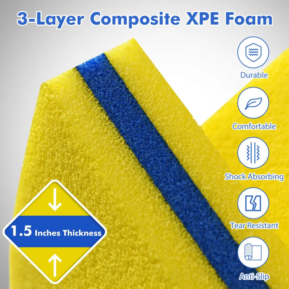 9’ x 6’ 3 Layer Floating Water Pad Foam Mat -Yellow - Yellow - Swimming